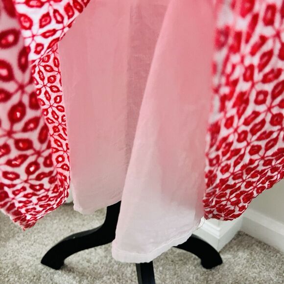 Cremieux Red & White Floral 100% Cotton Fully Lined Boho Sundress Maxi Dress Med - Picture 7 of 10